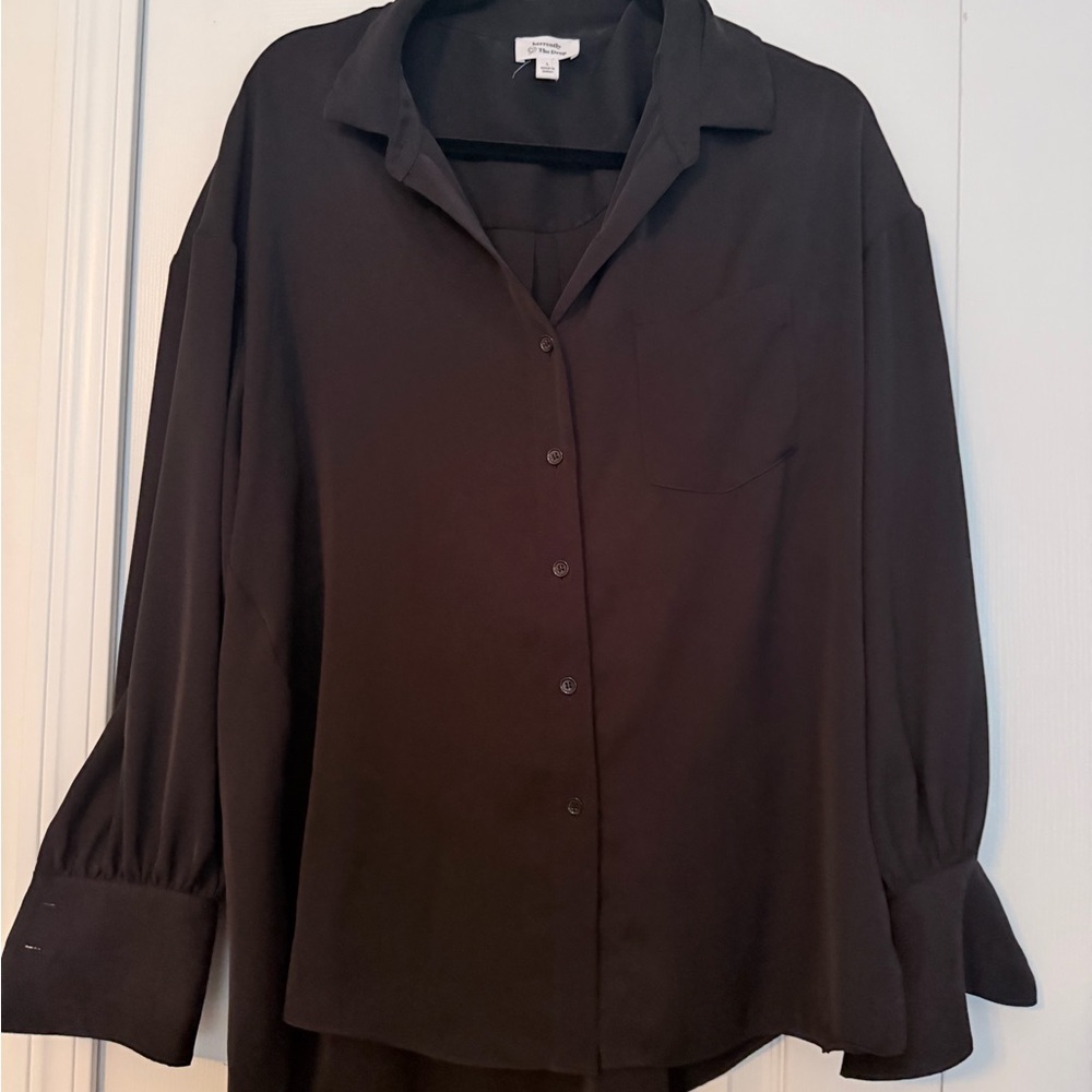 Equipment Black Silk Button-Down Blouse